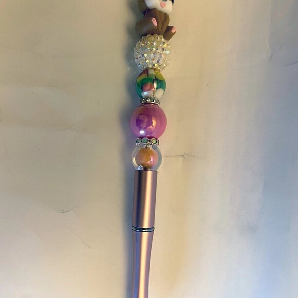 Adorable sloth beaded beadable rose gold pink pen Christmas gifts 7-1/8" tall - Picture 3 of 3